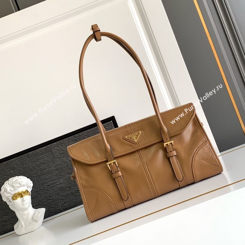 Prada Leather Soft Lux Handbag 1BD376 Brown 2025 (YZ-250407047)