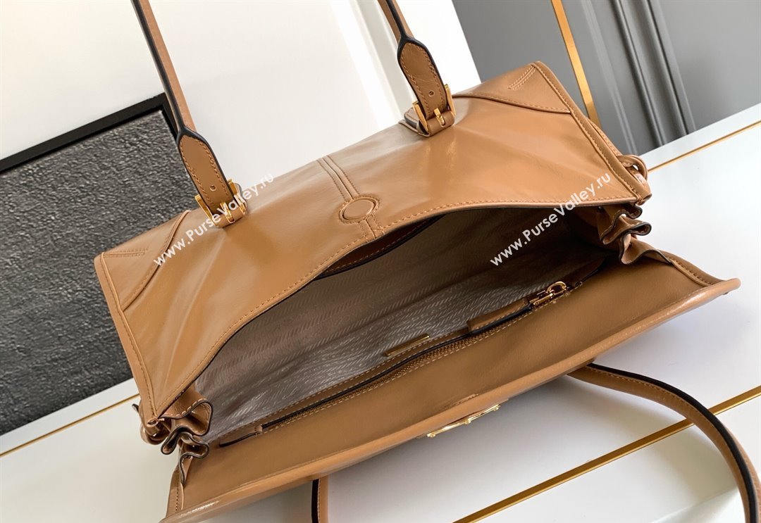 Prada Leather Soft Lux Handbag 1BD376 Brown 2025 (YZ-250407047)