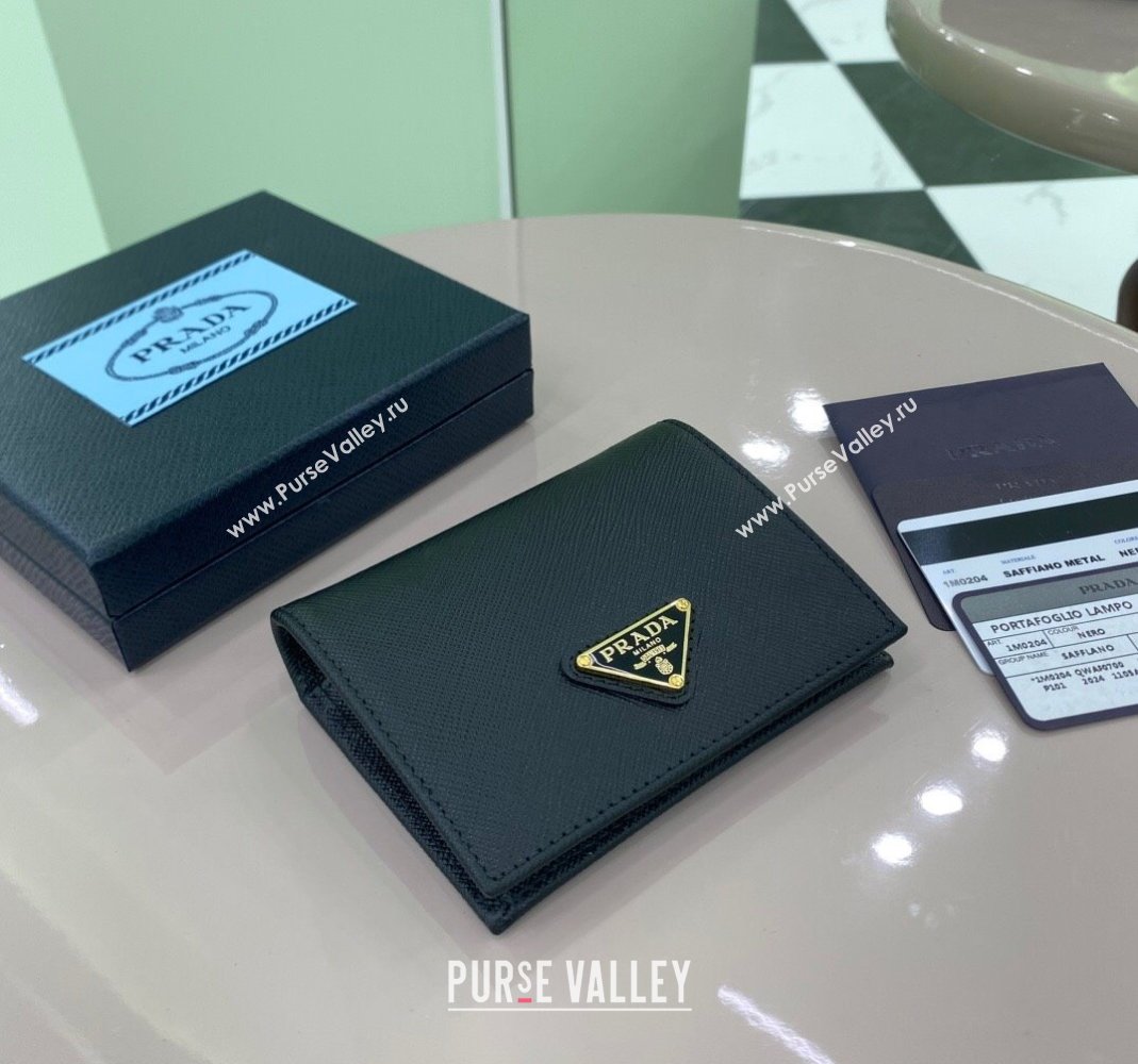 Prada Small Saffiano Leather Wallet Black 1MV204 2025 (YZ-250407082)