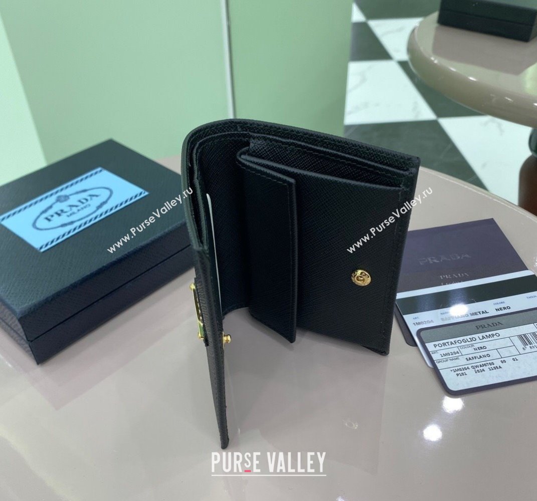 Prada Small Saffiano Leather Wallet Black 1MV204 2025 (YZ-250407082)
