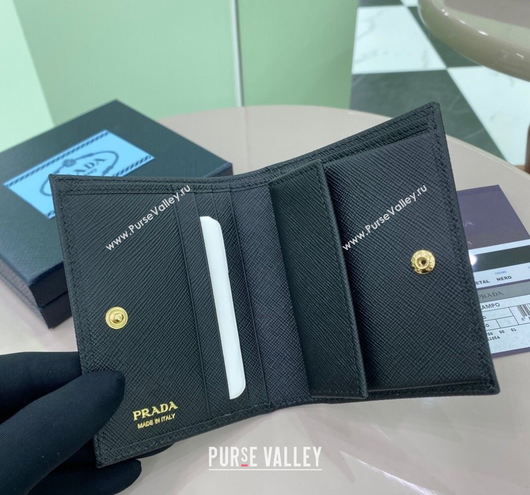 Prada Small Saffiano Leather Wallet Black 1MV204 2025 (YZ-250407082)
