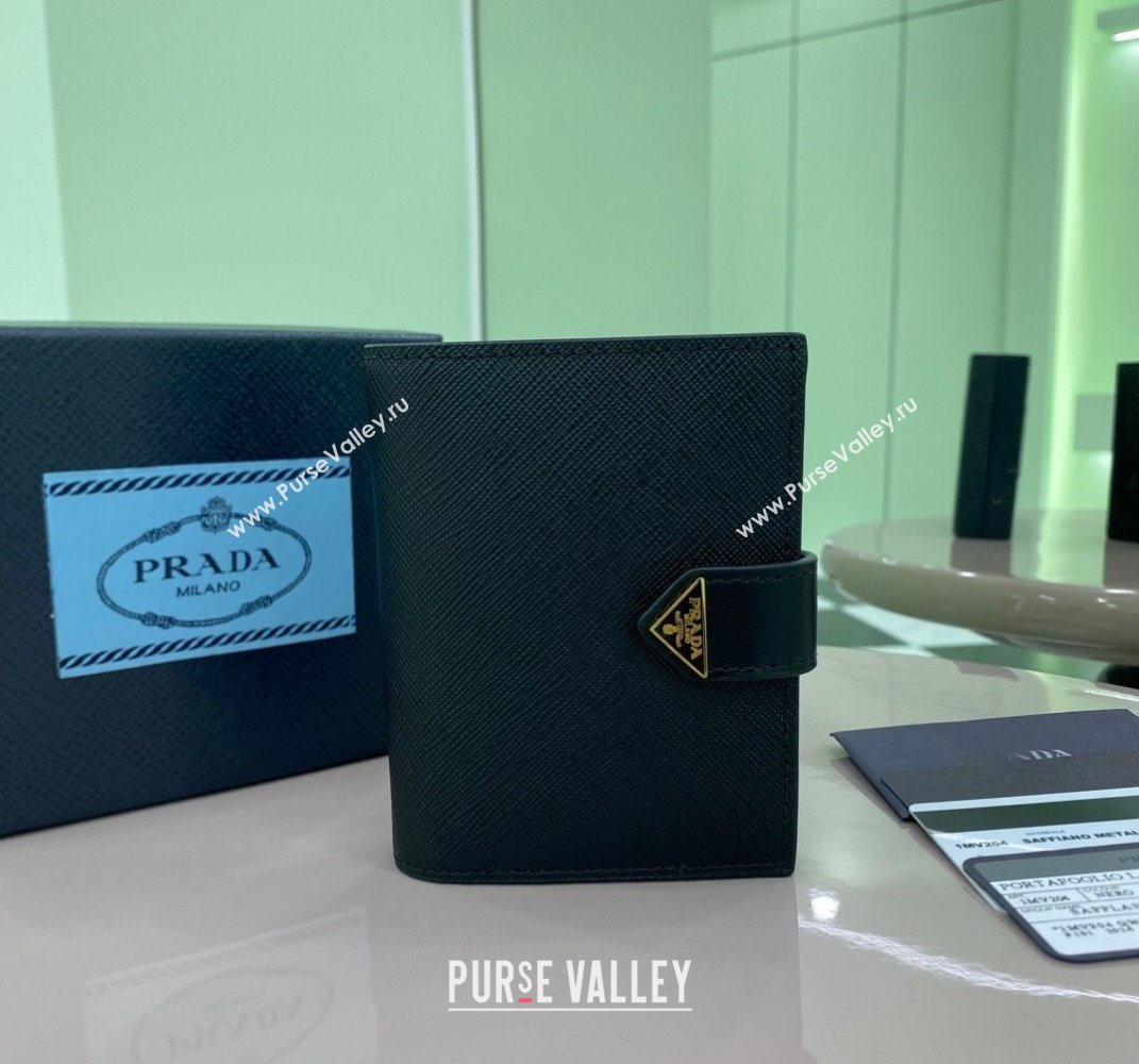 Prada Small Saffiano and smooth leather wallet Black 1MV204 2025 (YZ-250407083)