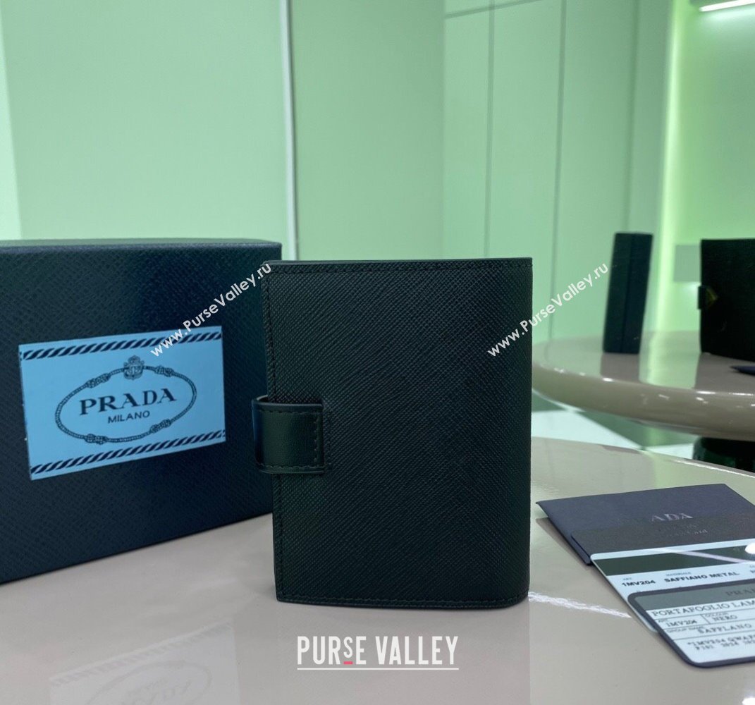 Prada Small Saffiano and smooth leather wallet Black 1MV204 2025 (YZ-250407083)