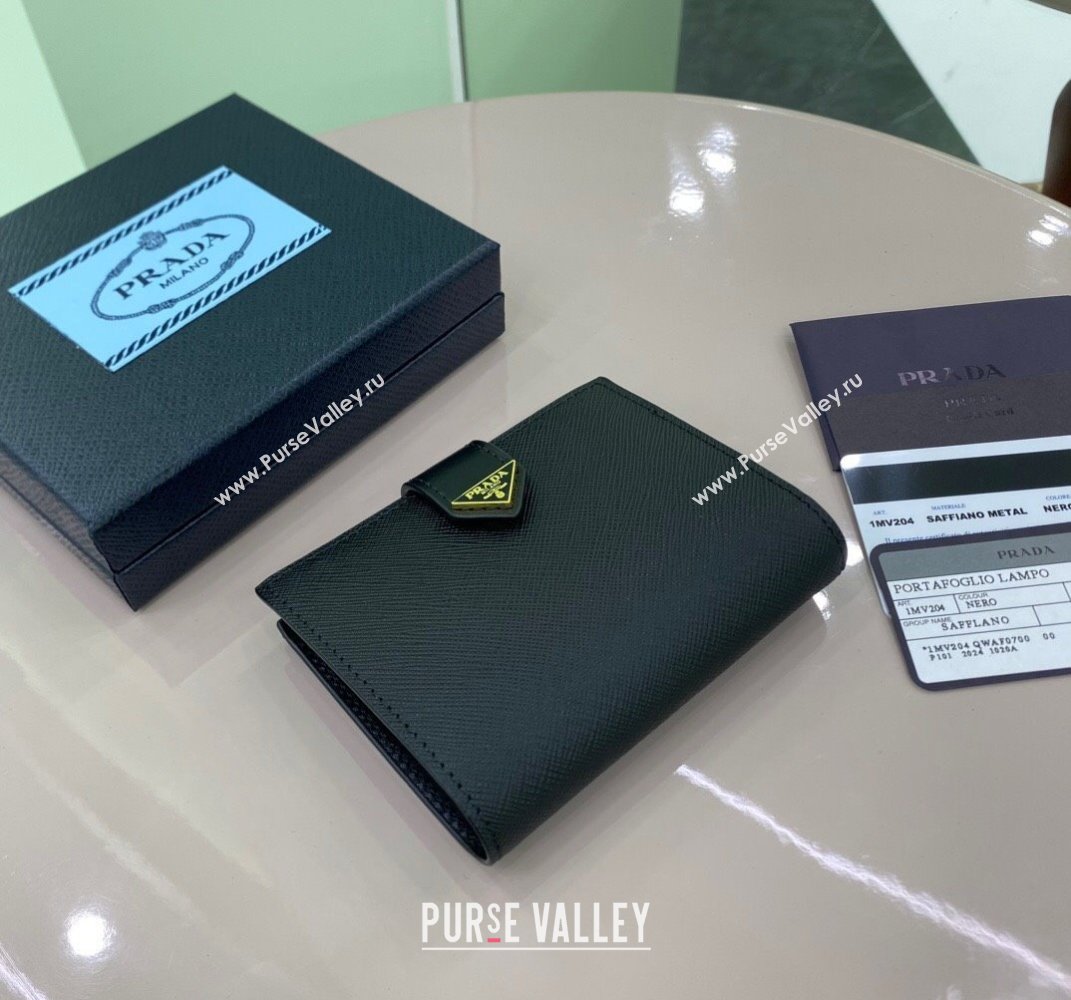 Prada Small Saffiano and smooth leather wallet Black 1MV204 2025 (YZ-250407083)