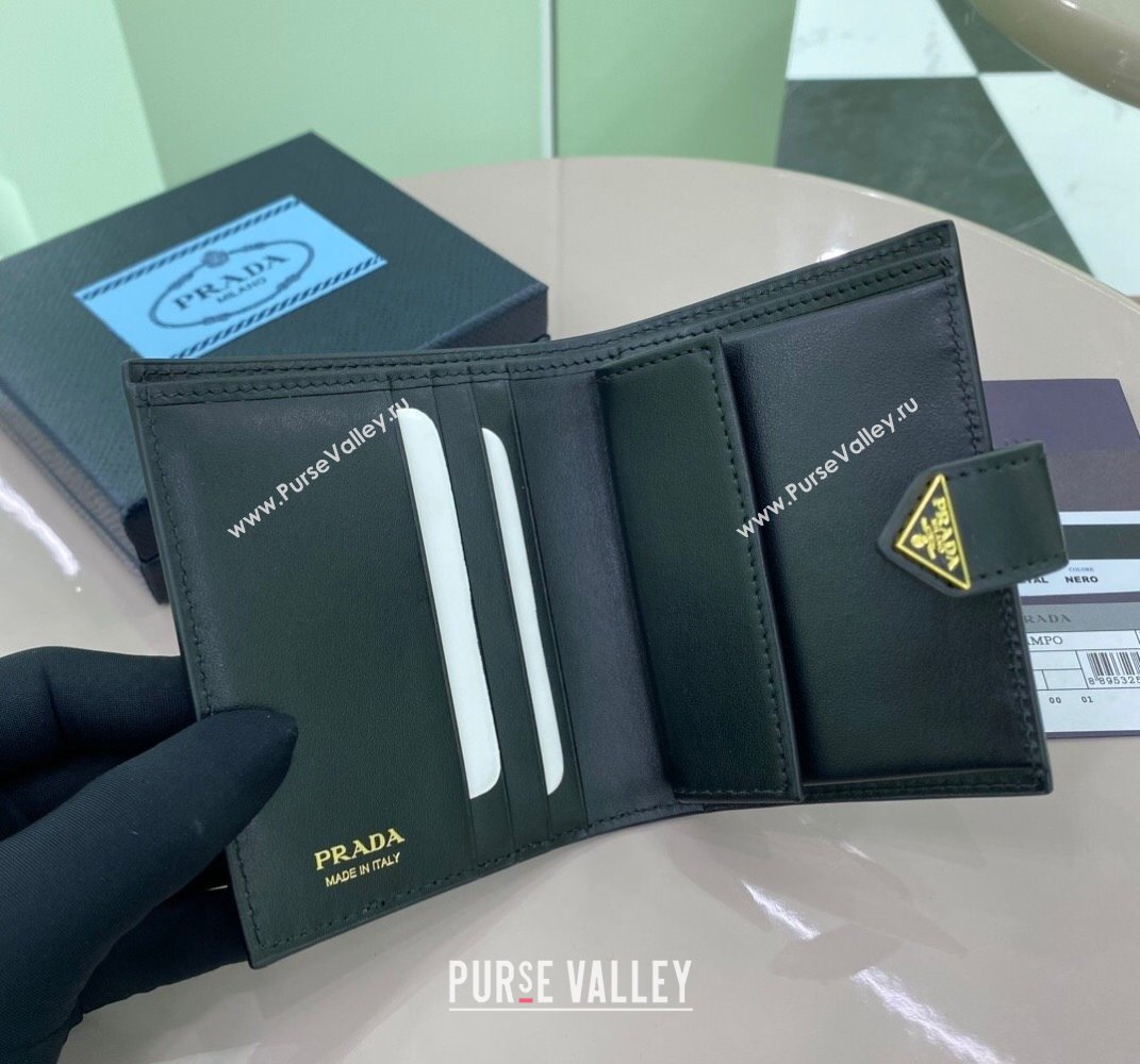 Prada Small Saffiano and smooth leather wallet Black 1MV204 2025 (YZ-250407083)