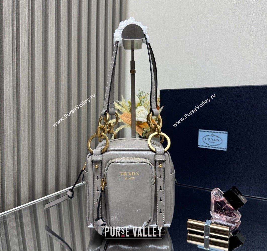 Prada Dangle oil leather top-handle mini-bag Grey 2025 1BB137 (YZ-250407001)