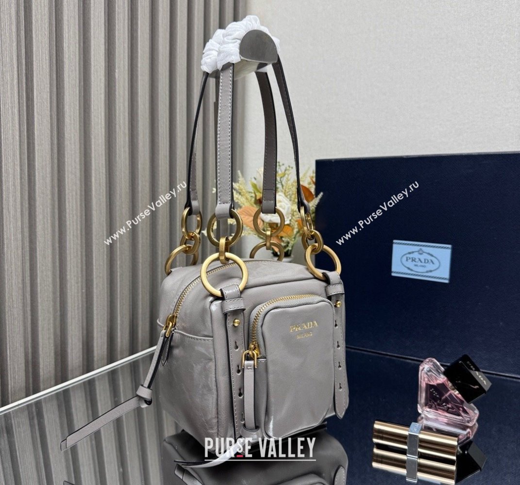 Prada Dangle oil leather top-handle mini-bag Grey 2025 1BB137 (YZ-250407001)