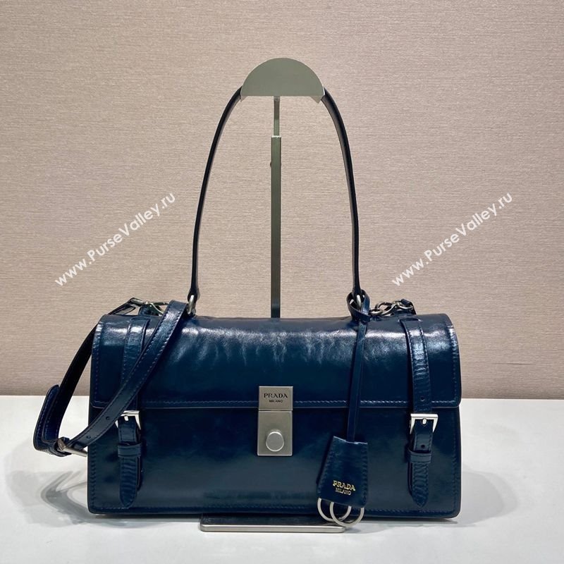 Prada Medium leather handbag 1BN026 Dark Blue 2025 (YZ-250407012)