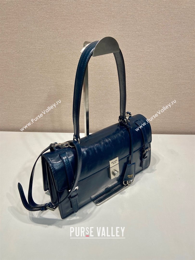 Prada Medium leather handbag 1BN026 Dark Blue 2025 (YZ-250407012)
