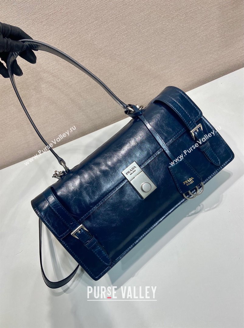 Prada Medium leather handbag 1BN026 Dark Blue 2025 (YZ-250407012)