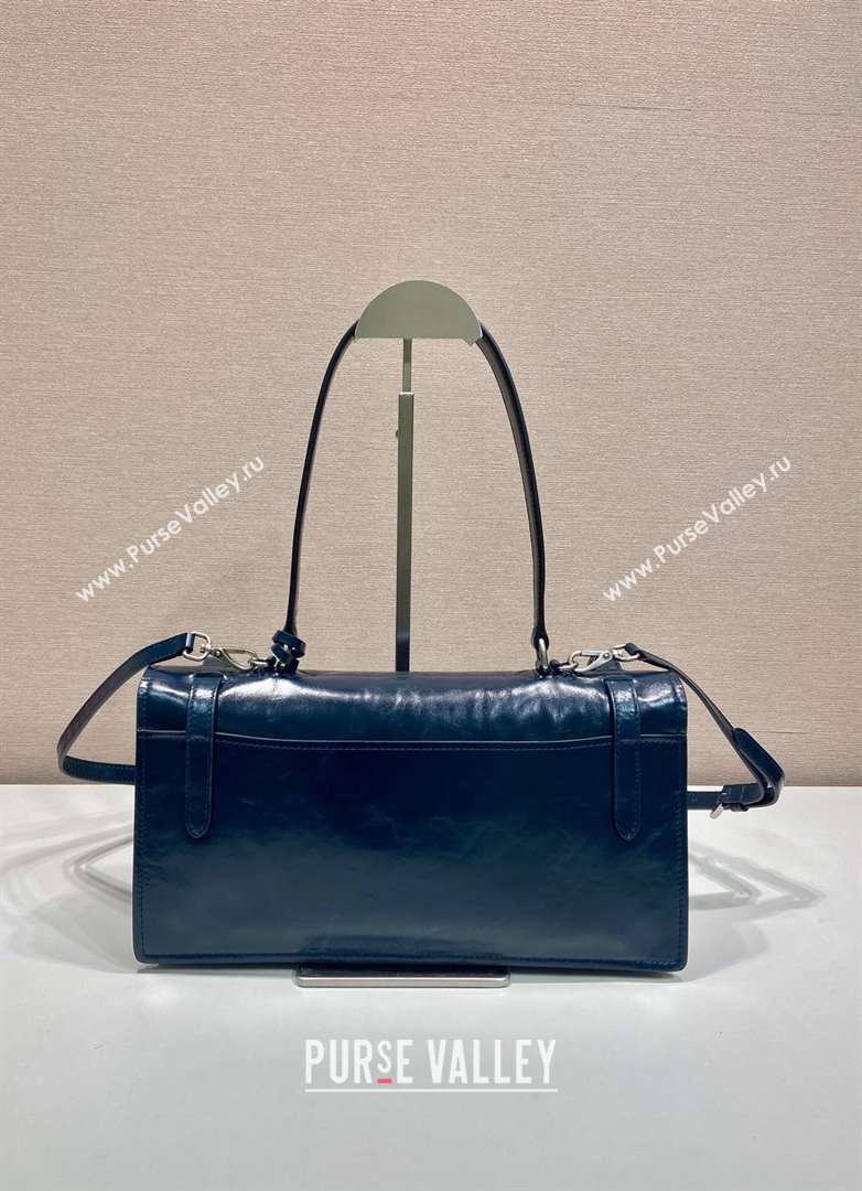 Prada Medium leather handbag 1BN026 Dark Blue 2025 (YZ-250407012)