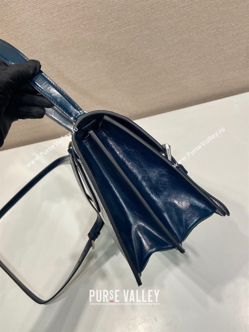 Prada Medium leather handbag 1BN026 Dark Blue 2025 (YZ-250407012)