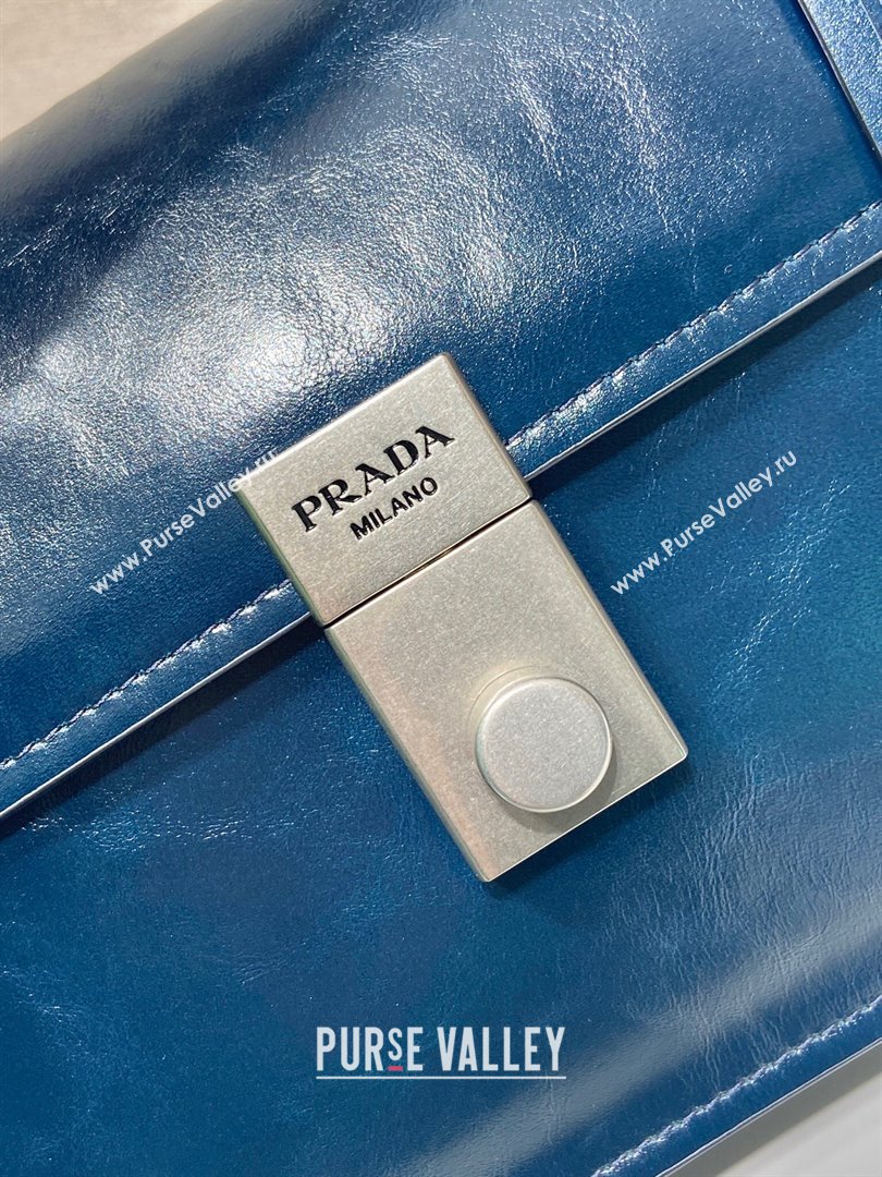 Prada Medium leather handbag 1BN026 Dark Blue 2025 (YZ-250407012)