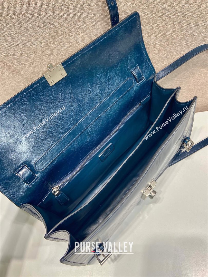 Prada Medium leather handbag 1BN026 Dark Blue 2025 (YZ-250407012)