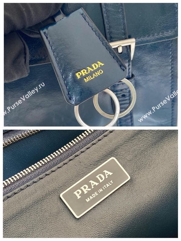 Prada Medium leather handbag 1BN026 Dark Blue 2025 (YZ-250407012)