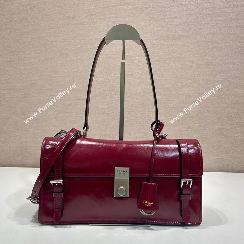 Prada Medium leather handbag 1BN026 Red 2025 (YZ-250407013)