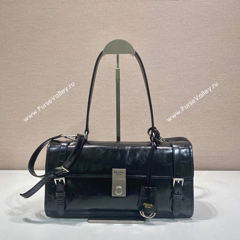 Prada Medium leather handbag 1BN026 Black 2025 (YZ-250407011)