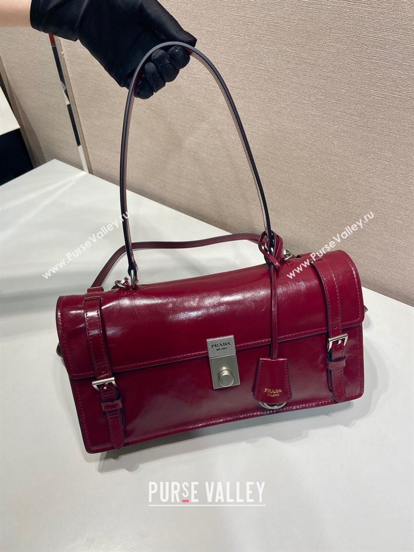 Prada Medium leather handbag 1BN026 Red 2025 (YZ-250407013)