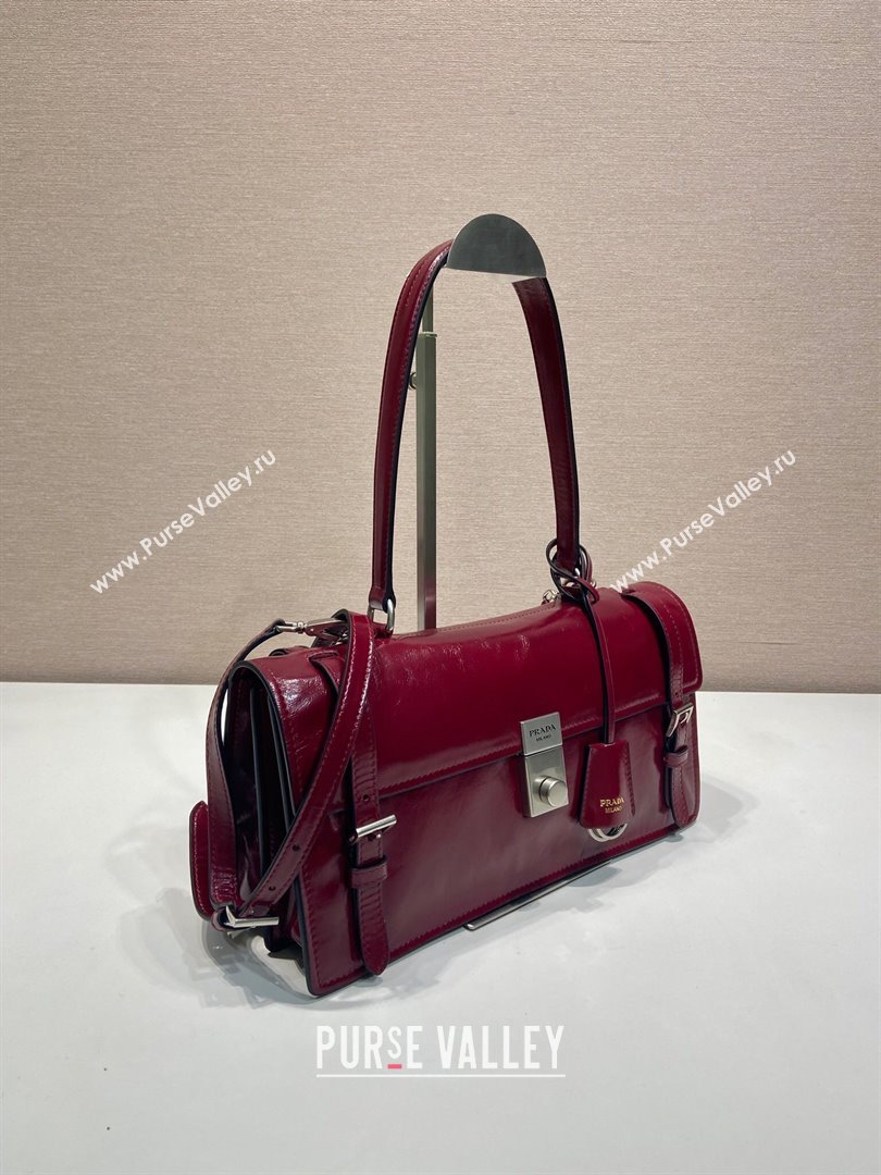 Prada Medium leather handbag 1BN026 Red 2025 (YZ-250407013)