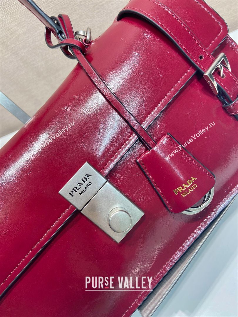 Prada Medium leather handbag 1BN026 Red 2025 (YZ-250407013)