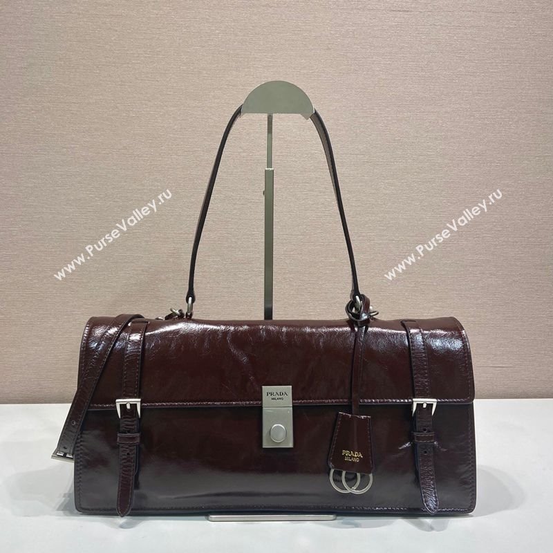 Prada Large leather handbag 1BN024 Dark Brown 2025 (YZ-250407014)