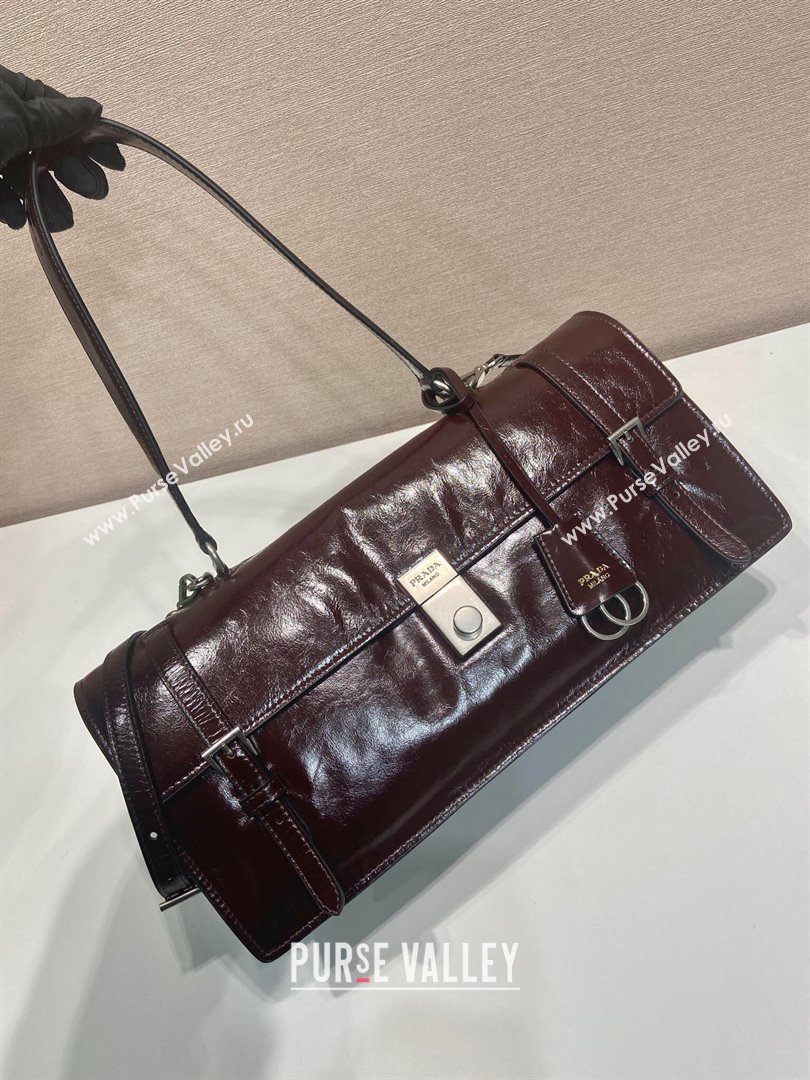 Prada Large leather handbag 1BN024 Dark Brown 2025 (YZ-250407014)