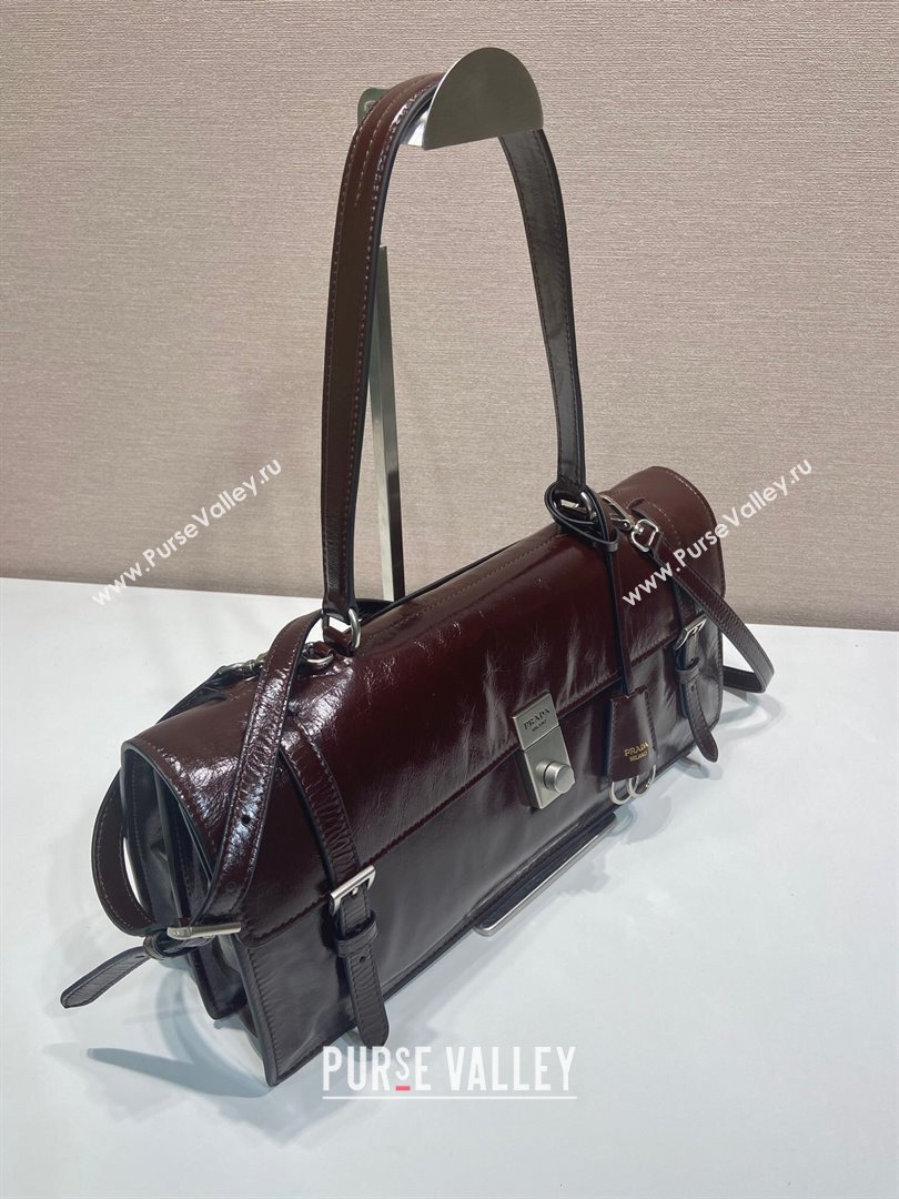 Prada Large leather handbag 1BN024 Dark Brown 2025 (YZ-250407014)
