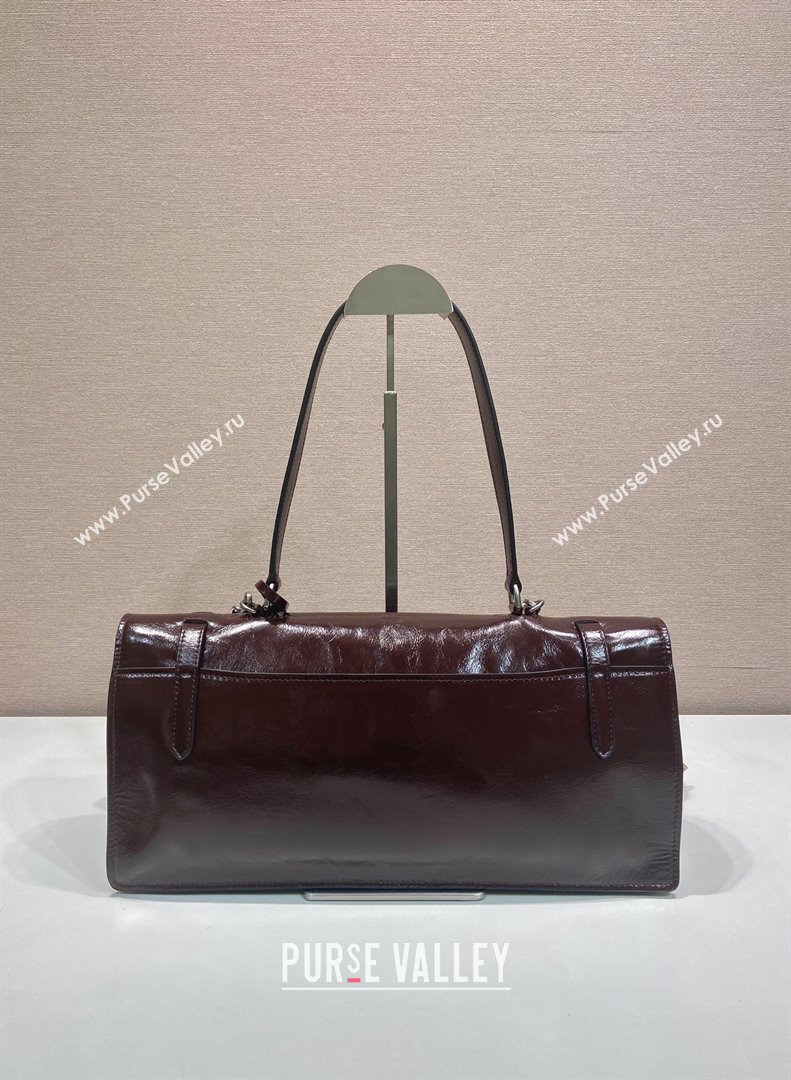 Prada Large leather handbag 1BN024 Dark Brown 2025 (YZ-250407014)