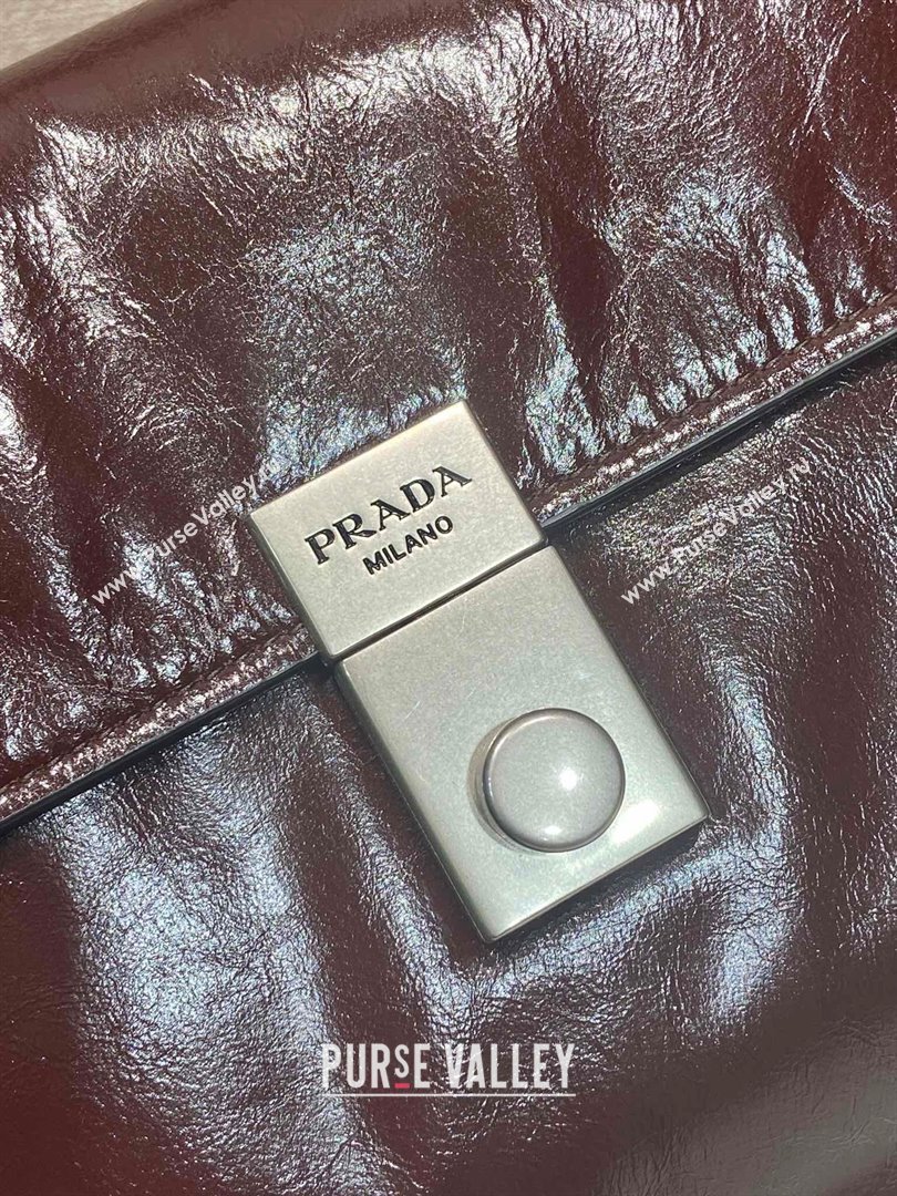 Prada Large leather handbag 1BN024 Dark Brown 2025 (YZ-250407014)