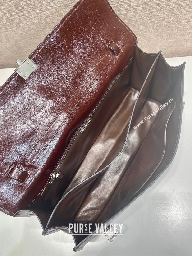 Prada Large leather handbag 1BN024 Dark Brown 2025 (YZ-250407014)