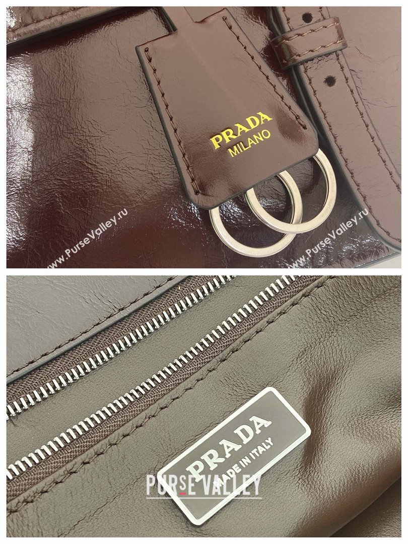 Prada Large leather handbag 1BN024 Dark Brown 2025 (YZ-250407014)