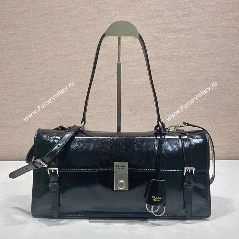 Prada Large leather handbag 1BN024 Black 2025 (YZ-250407016)