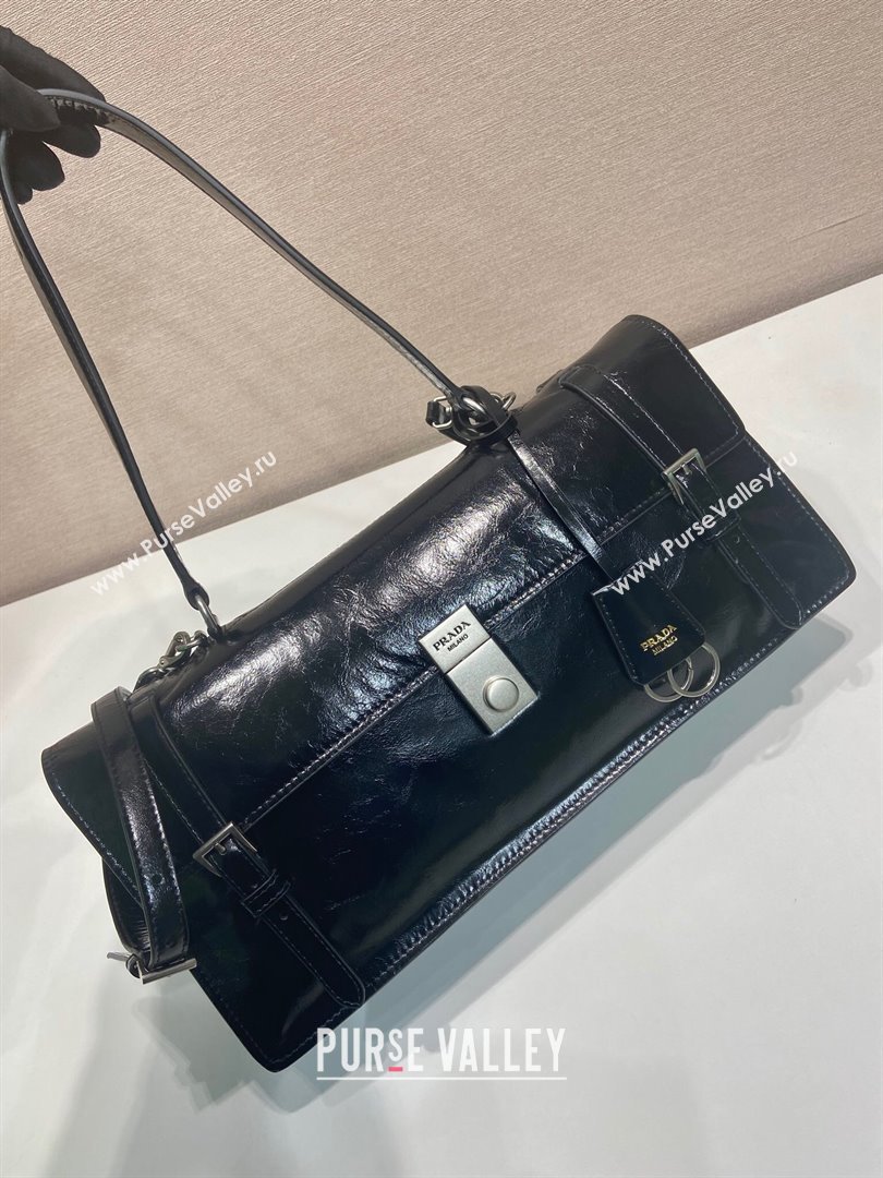 Prada Large leather handbag 1BN024 Black 2025 (YZ-250407016)