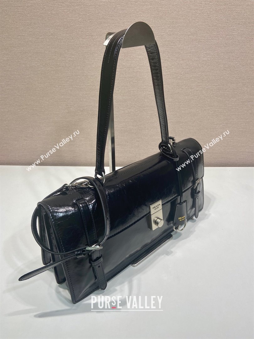 Prada Large leather handbag 1BN024 Black 2025 (YZ-250407016)