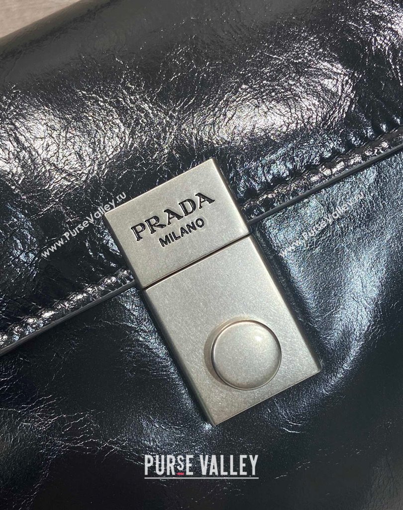 Prada Large leather handbag 1BN024 Black 2025 (YZ-250407016)
