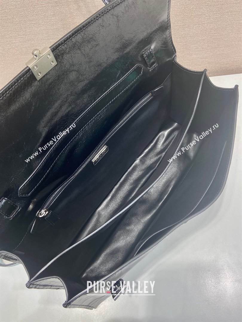 Prada Large leather handbag 1BN024 Black 2025 (YZ-250407016)