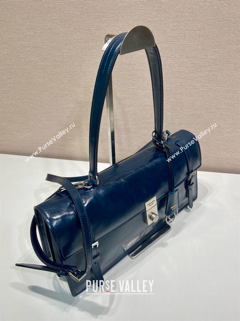 Prada Large leather handbag 1BN024 Dark Blue 2025 (YZ-250407015)