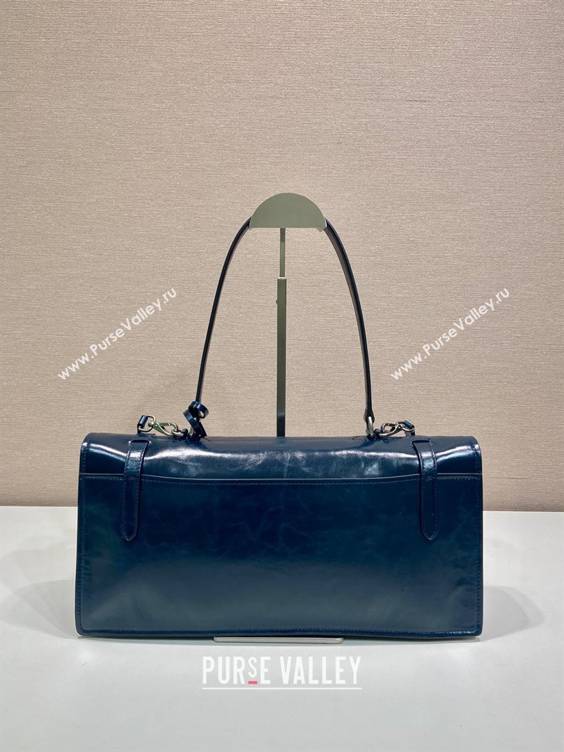 Prada Large leather handbag 1BN024 Dark Blue 2025 (YZ-250407017)