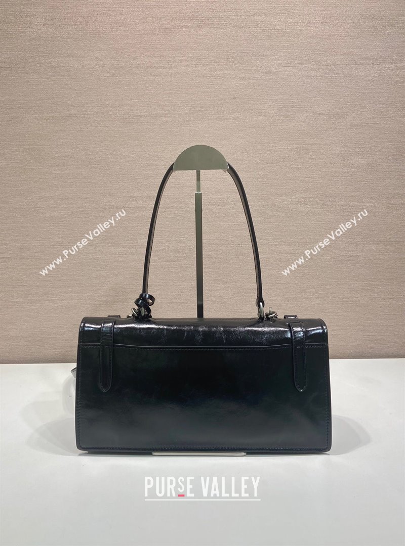 Prada Medium leather handbag 1BN026 Black 2025 (YZ-250407011)