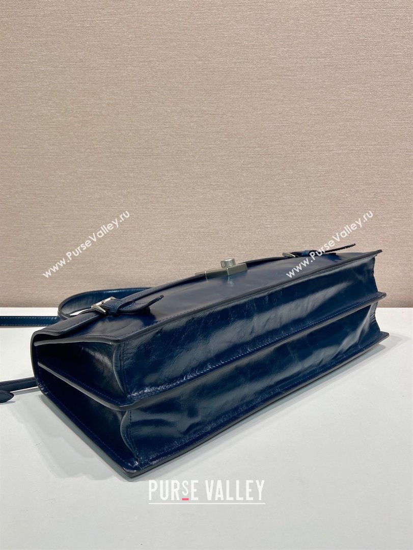 Prada Large leather handbag 1BN024 Dark Blue 2025 (YZ-250407017)