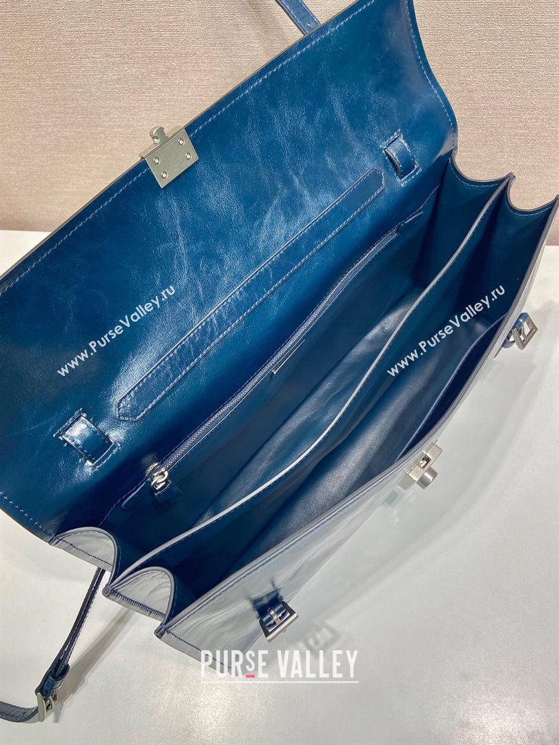 Prada Large leather handbag 1BN024 Dark Blue 2025 (YZ-250407017)