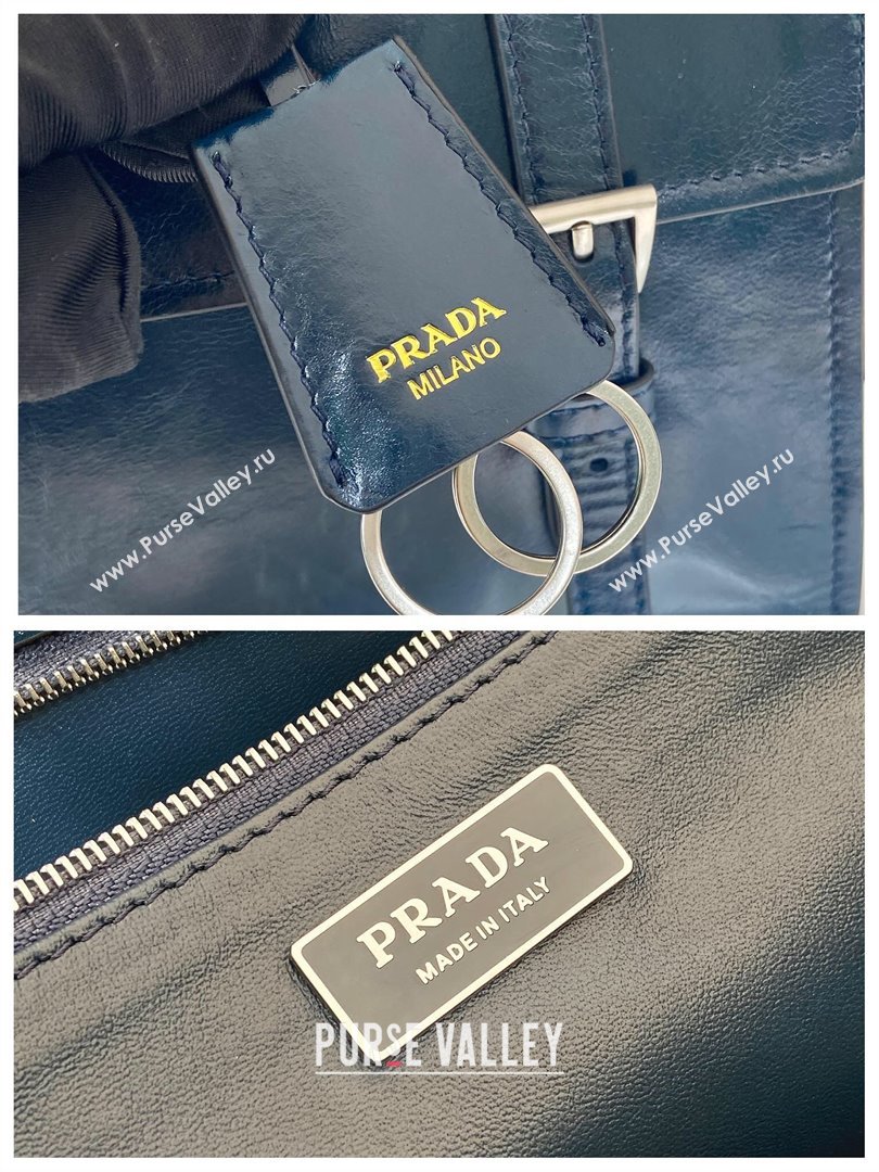 Prada Large leather handbag 1BN024 Dark Blue 2025 (YZ-250407015)