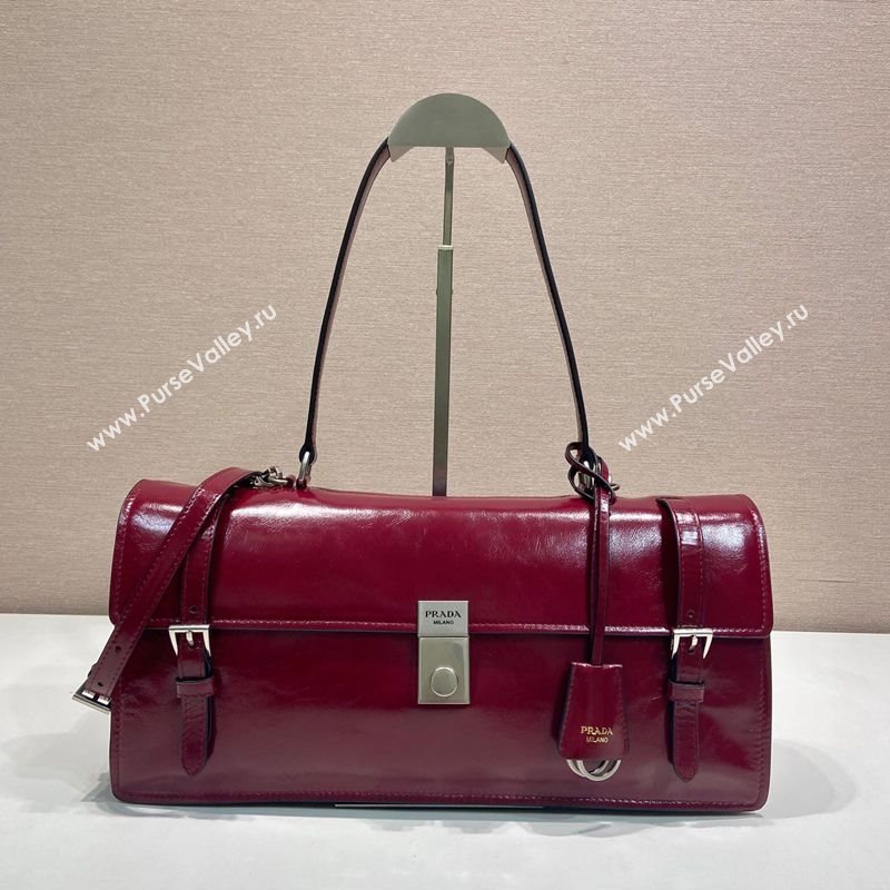 Prada Large leather handbag 1BN024 Red 2025 (YZ-250407018)