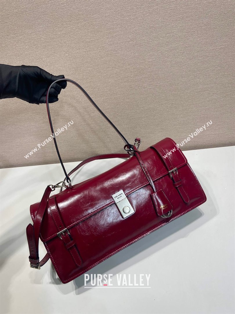 Prada Large leather handbag 1BN024 Red 2025 (YZ-250407018)
