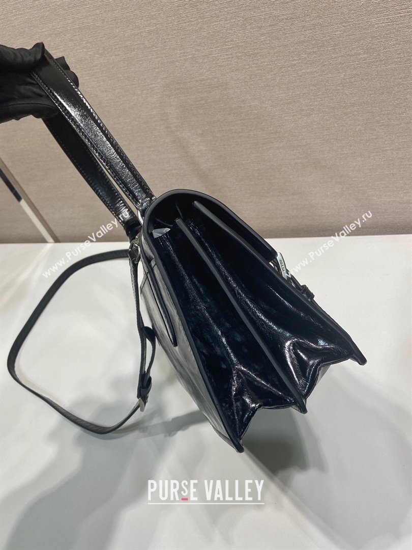 Prada Medium leather handbag 1BN026 Black 2025 (YZ-250407011)