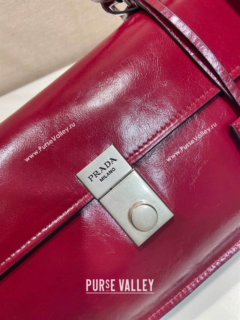 Prada Large leather handbag 1BN024 Red 2025 (YZ-250407018)
