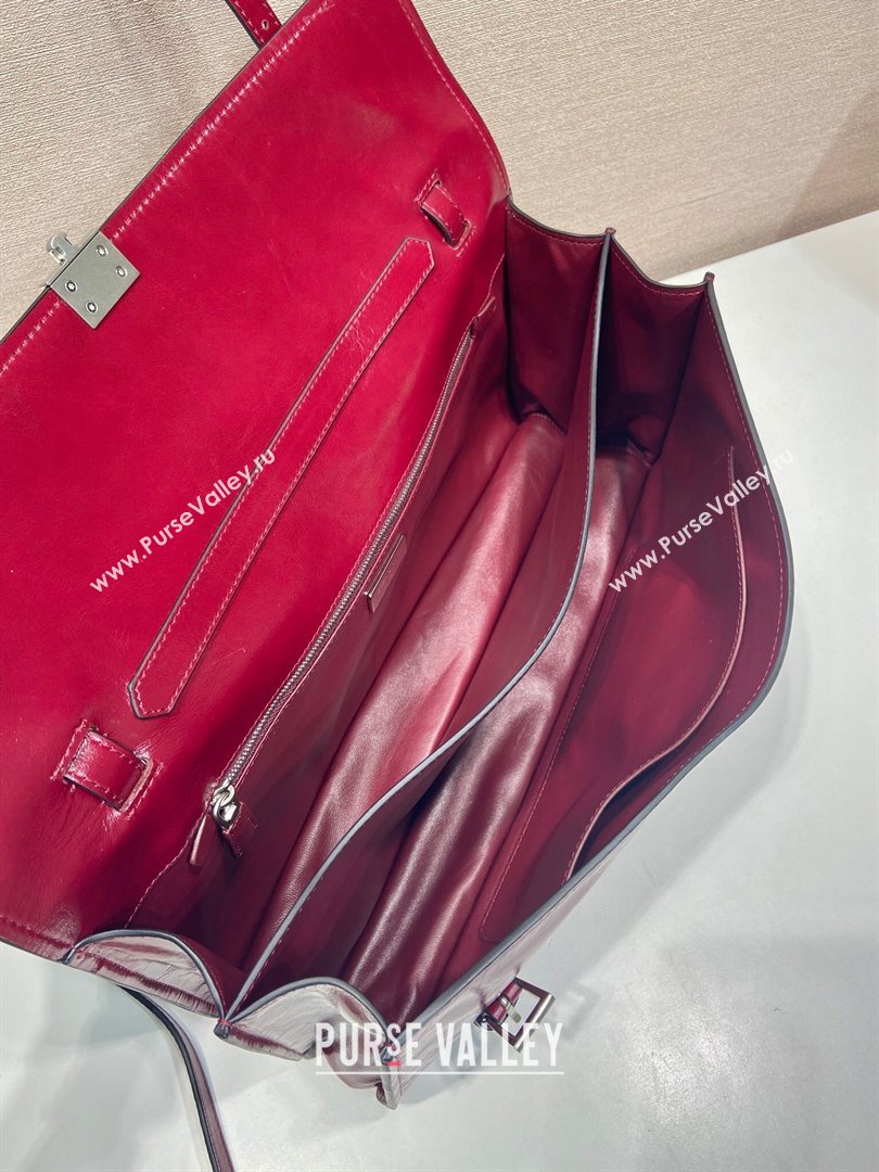 Prada Large leather handbag 1BN024 Red 2025 (YZ-250407018)