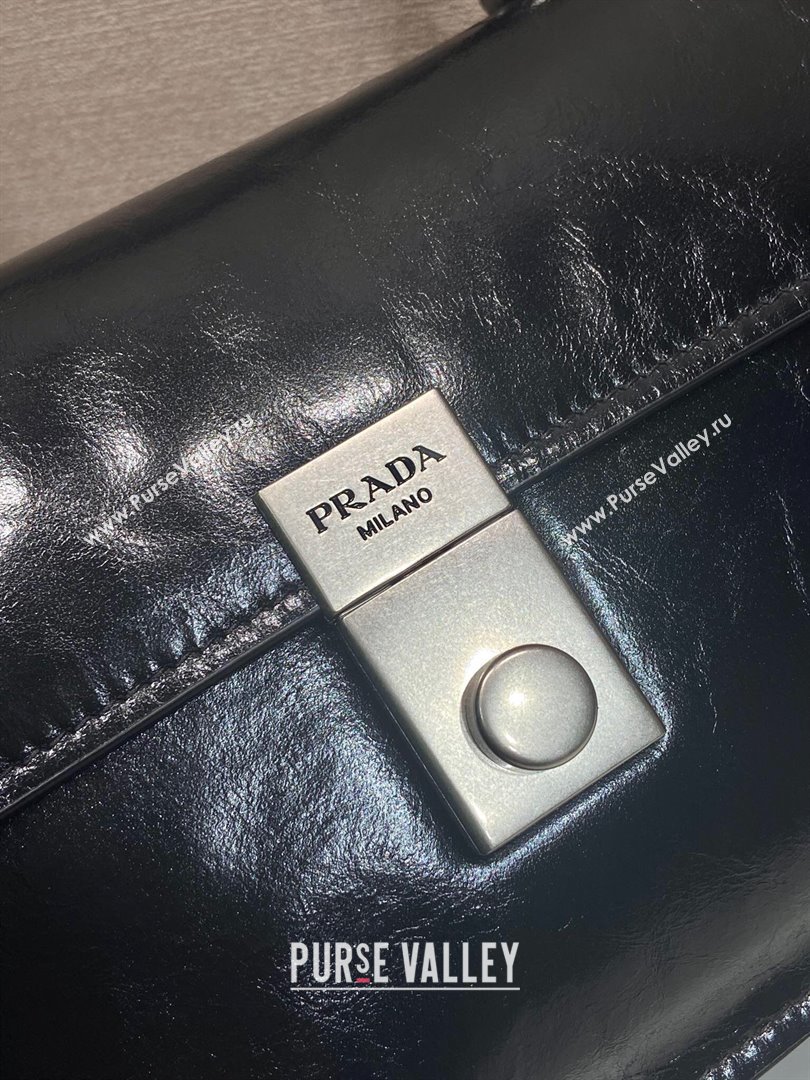 Prada Medium leather handbag 1BN026 Black 2025 (YZ-250407011)