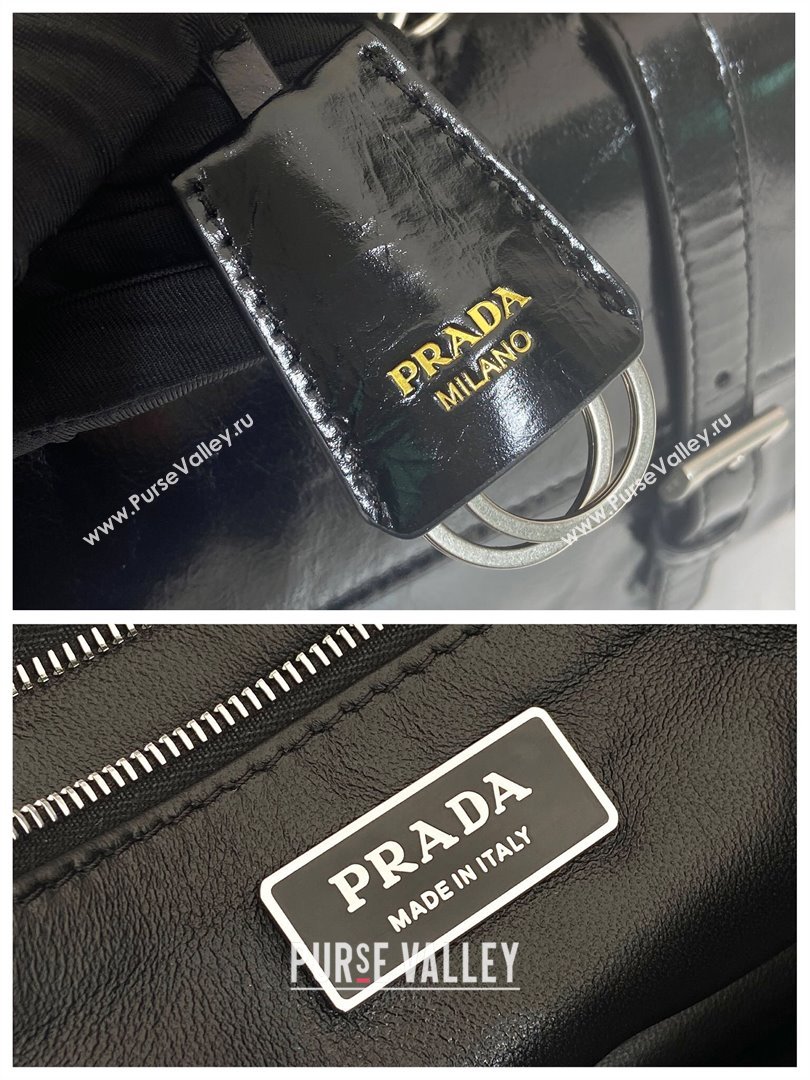 Prada Medium leather handbag 1BN026 Black 2025 (YZ-250407011)