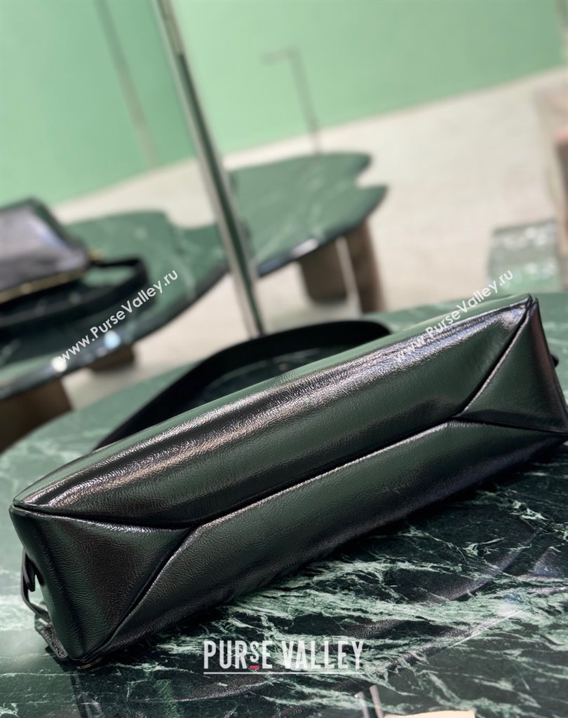 Prada Aimee Hobo Bag in Patent Crinkled Leather 1BC228 Black 2025 (YZ-250407054)